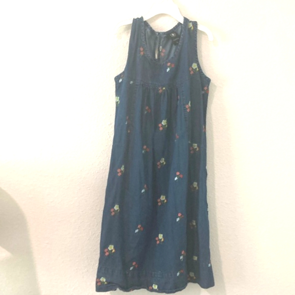 Mineral Vintage Denim Floral Blue Kids Dress